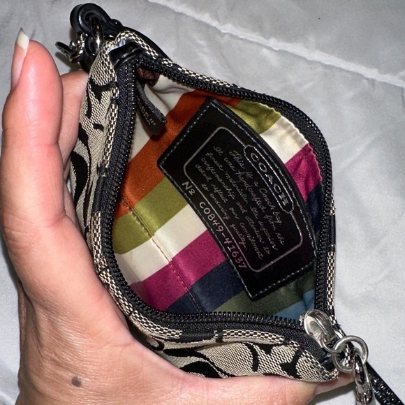 Coach Signature Collection Black and Gray Mini Wristlet - Picture 4 of 7